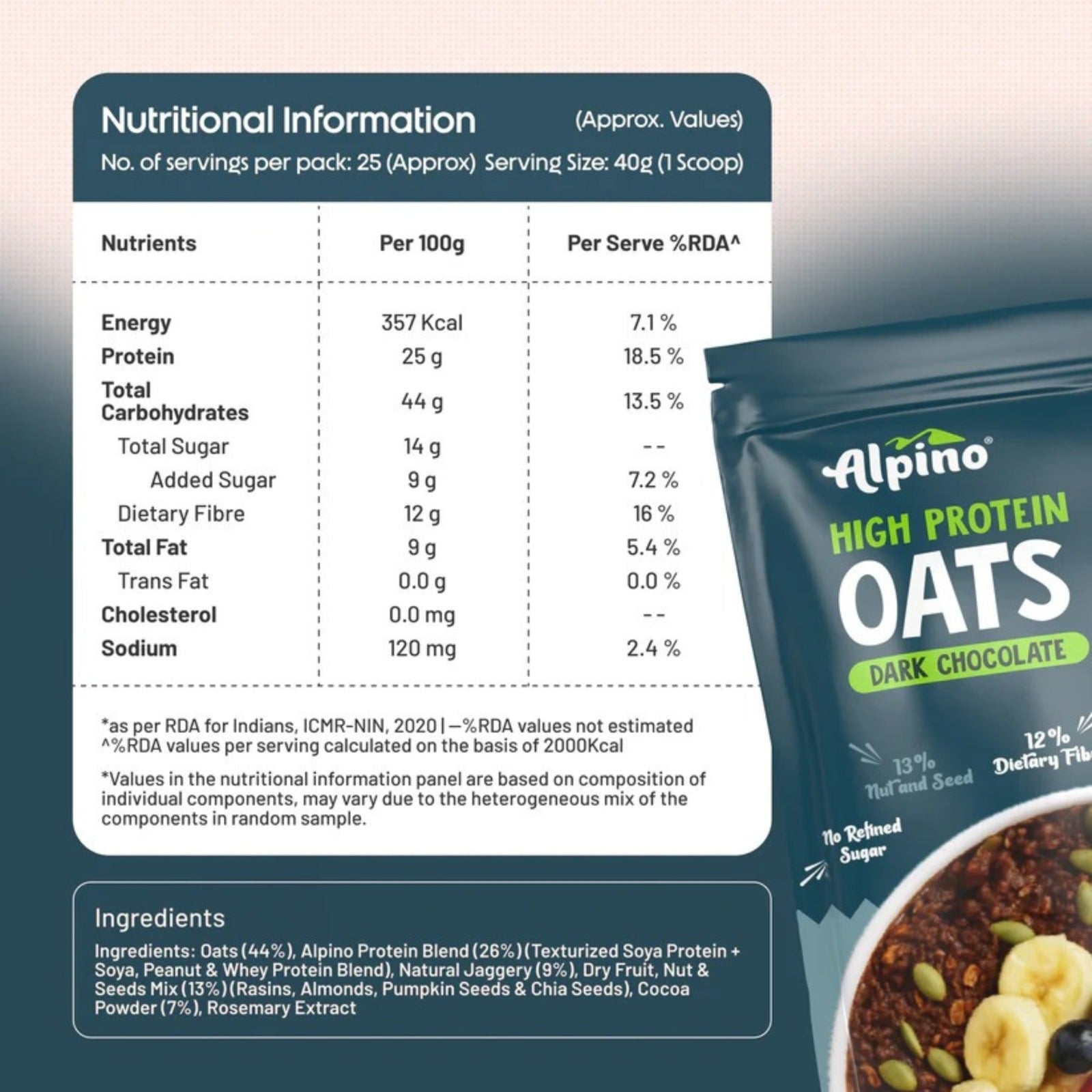 ALPINO -  High Protein Super Oats Dark Chocolate