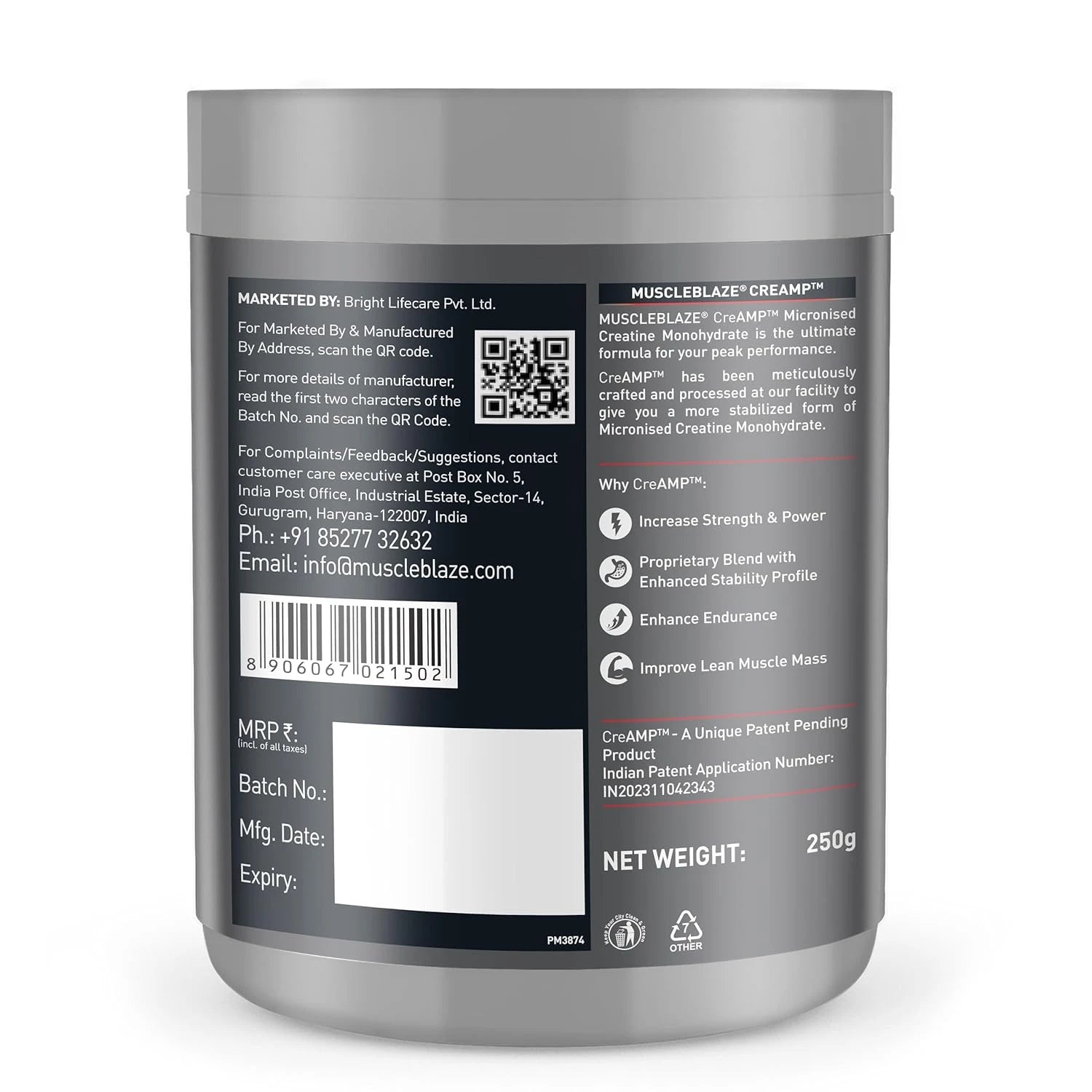 MuscleBlaze Creatine Monohydrate CreAMP