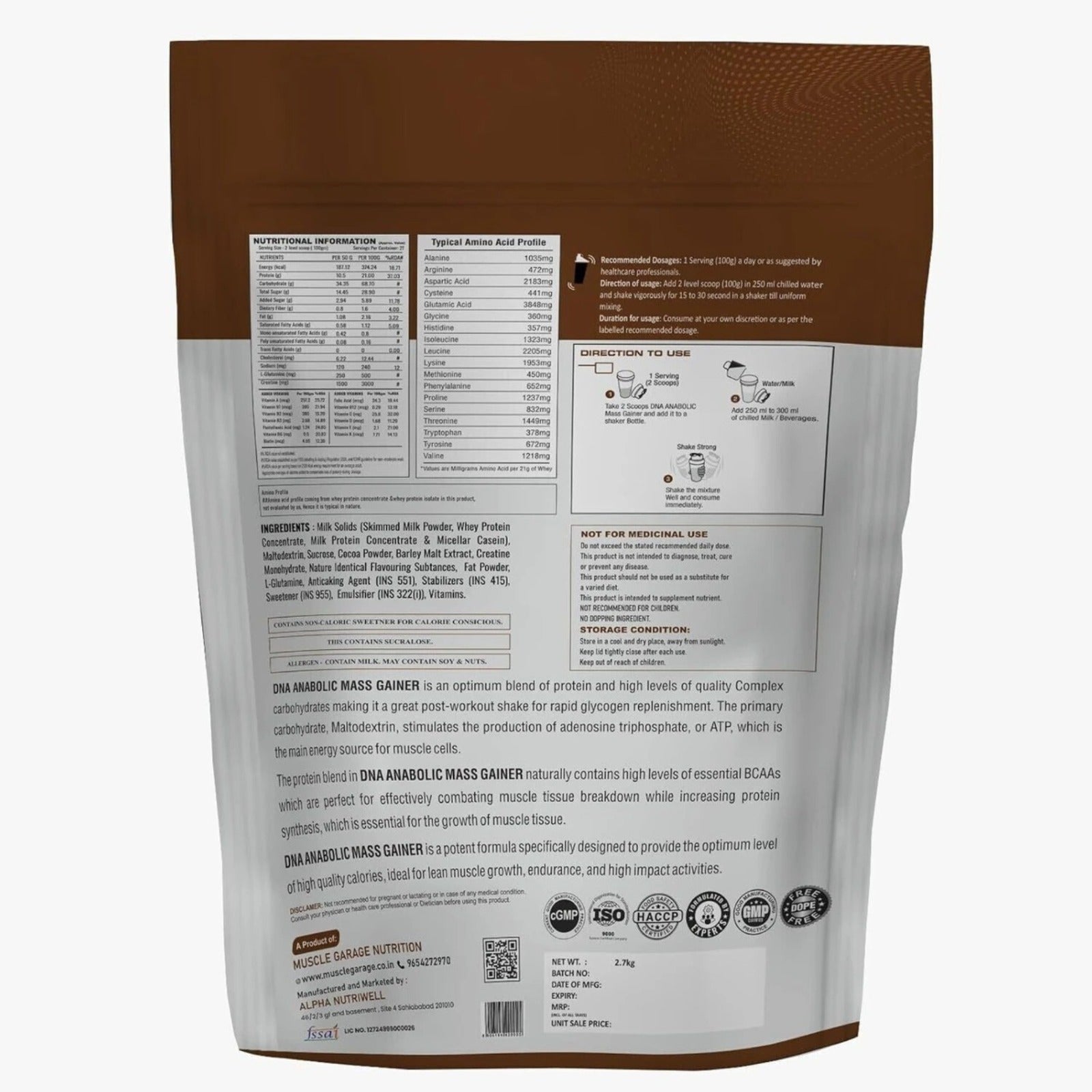 Muscle Garage Nutrition DNA Anabolic Mass Gainer