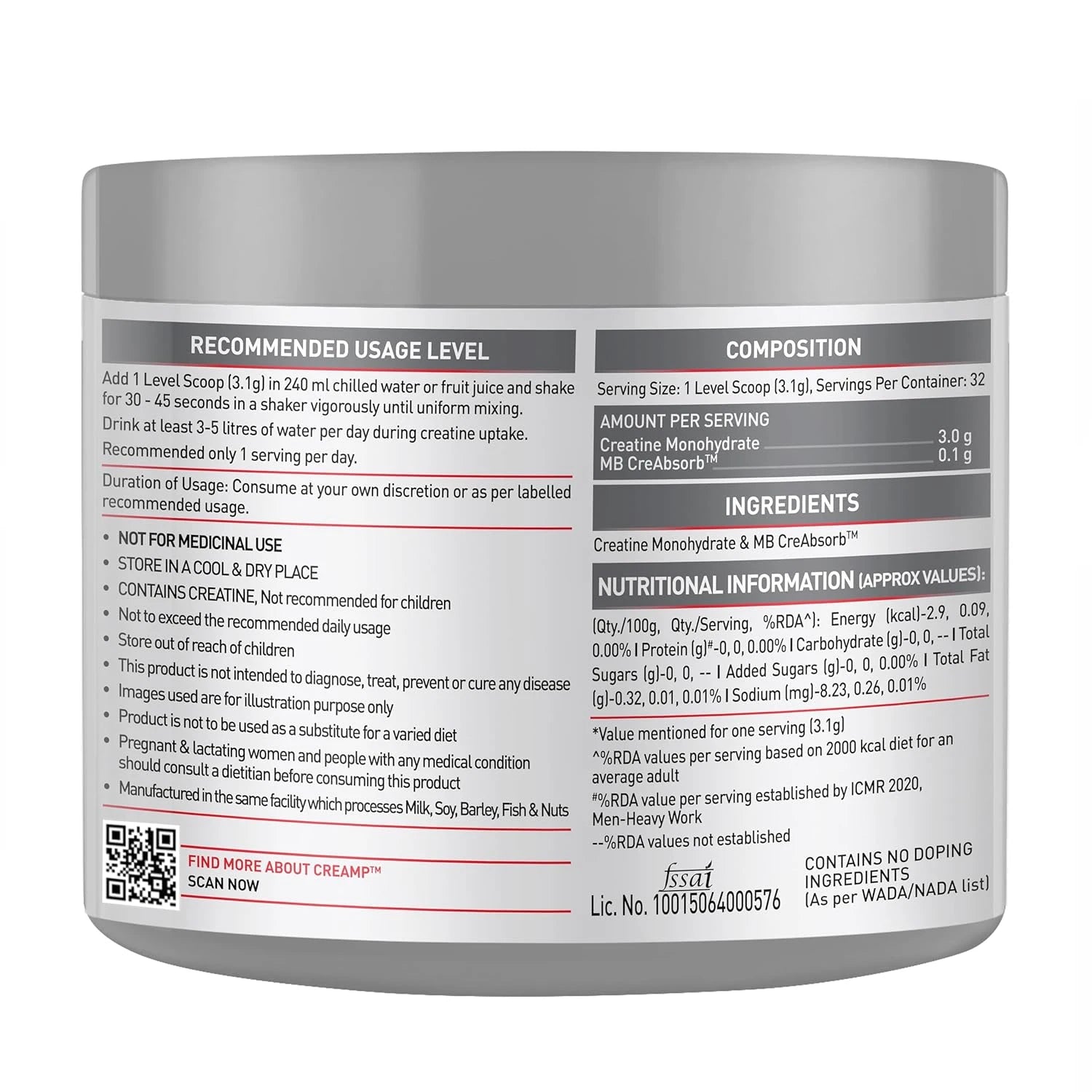 MuscleBlaze Creatine Monohydrate CreAMP