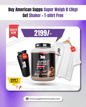American Supps Super Weigh 8 (3kg) Get Shaker + T-shirt Free