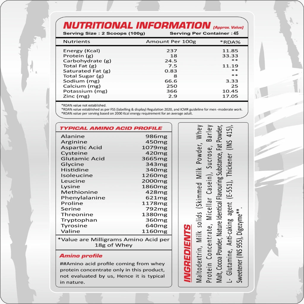 Muscle Garage Nutrition Mammoth Mass Gainer Weight