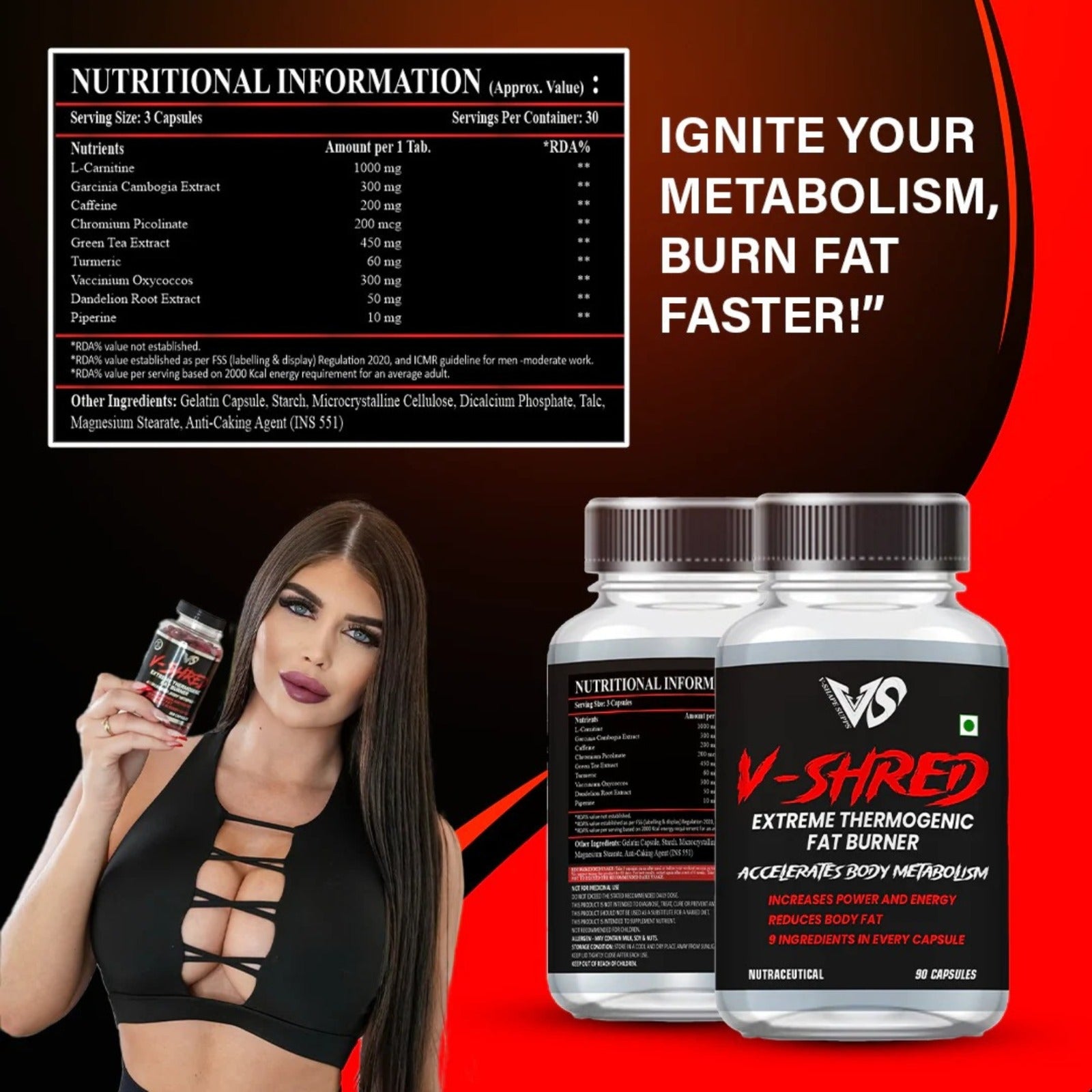 V-SHAPE V-Shred Extreme Thermogenic Fat Burner