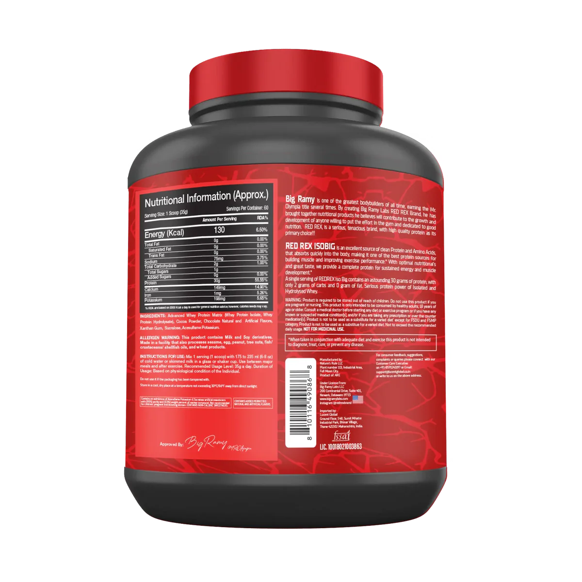 Big Ramy Labs Red Rex Iso Big Whey Isolate Hydrolyzed Protein